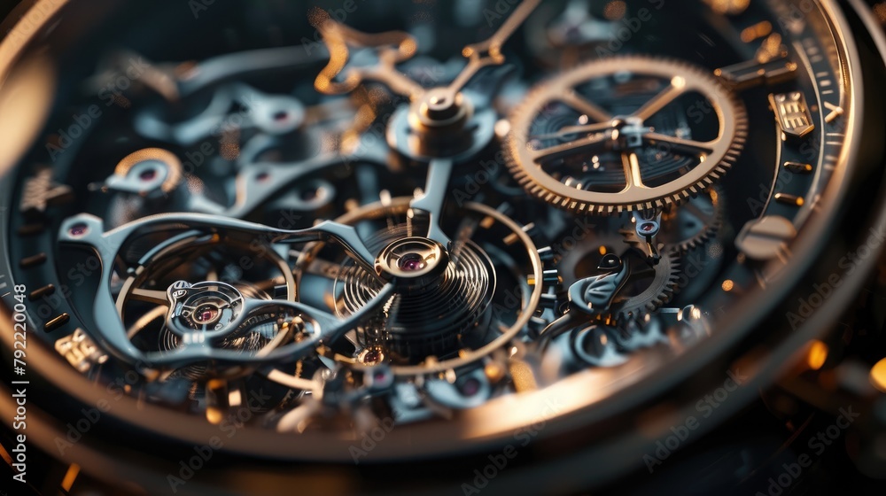 3D holographic display of a luxury watch mechanism in motion