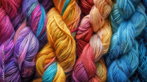 Multicolored yarn threads intertwined to create a cozy tapestry look