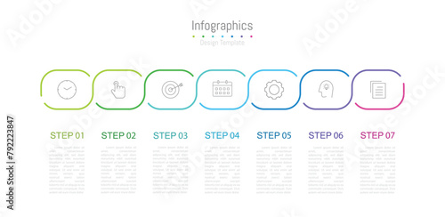 Infographic 7 options design elements for your business data. Vector Illustration.