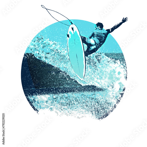 surf, ilustracion, olas, silueta, pegatina, surfista, vector	