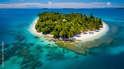 Aerial view of a small island in the Indian Ocean, Maldives