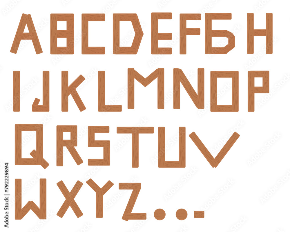 set of popular alphabet wooden isolated on white background set of popular alphabet wooden isolated on white background