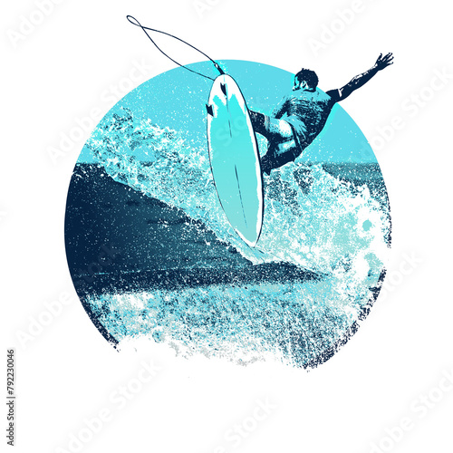 surf, ilustracion, olas, silueta, pegatina, surfista, vector  © fergomez