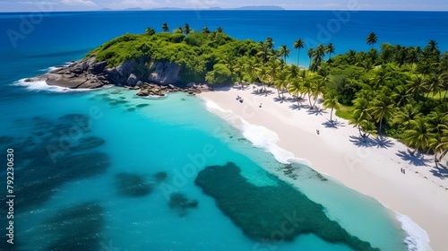 Aerial view of beautiful tropical beach with turquoise water and white sand © Iman