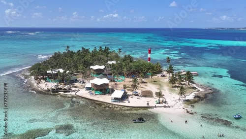 Aquarium Island At San Andres Providencia Y Santa Catalina Colombia. Colombian Caribbean Beach. Blue Sea Background. San Andres At Providencia Y Santa Catalina Colombia. Tourism Landscape.  photo