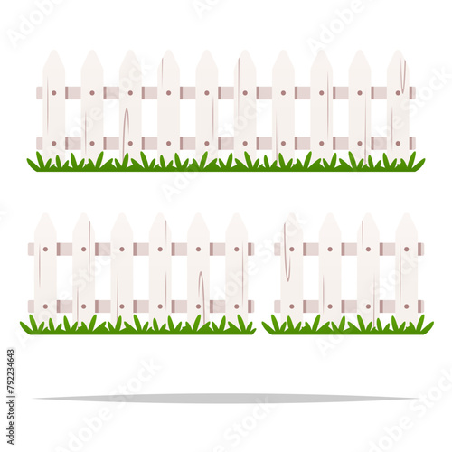 White picket fence vector isolated illustration