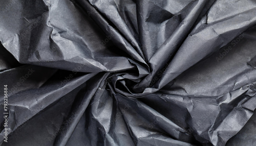 Obraz premium Black crumpled paper texture. Crumpled black paper abstract shape background with space paper for text