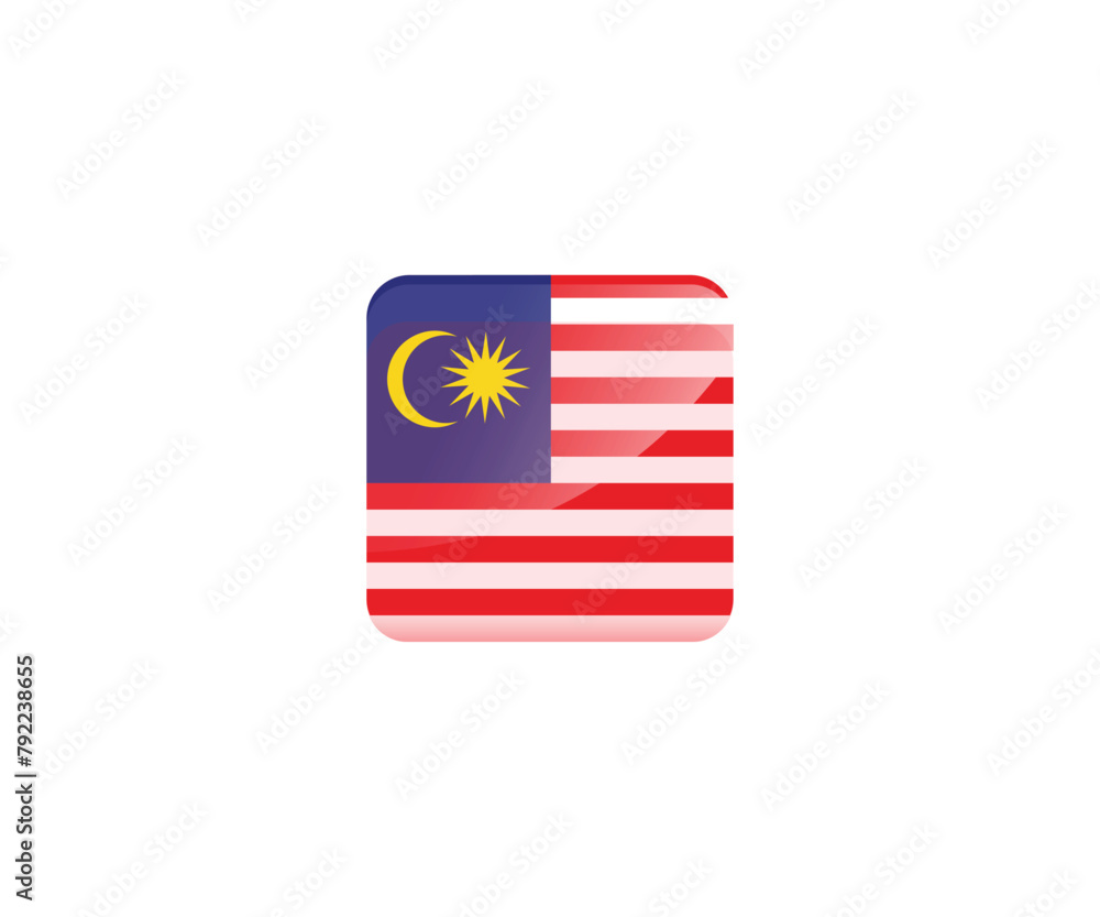 Malaysia flag square 3D style. Vector illustration. Malaysia flag square 3D style. Vector illustration.