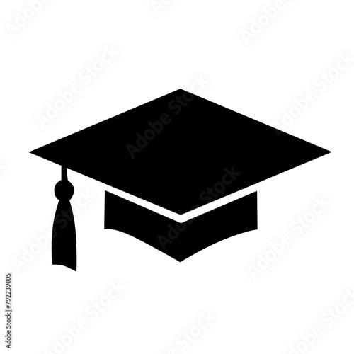 A black silhouette of a graduation cap vector