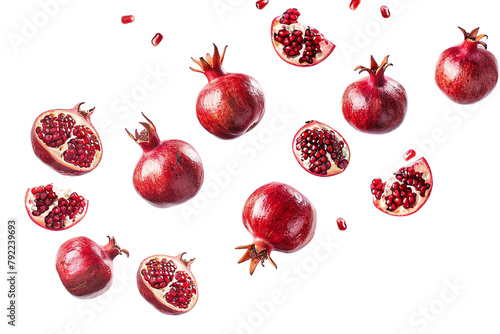 pomegranate set flew isolated
