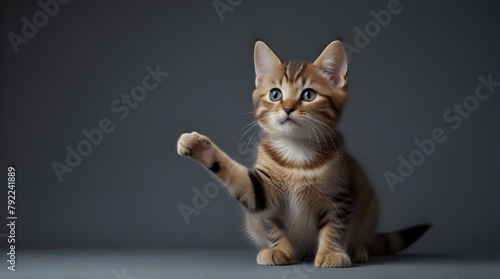 funny kitten pointing up by one paw Good For Anysubject .Generative AI