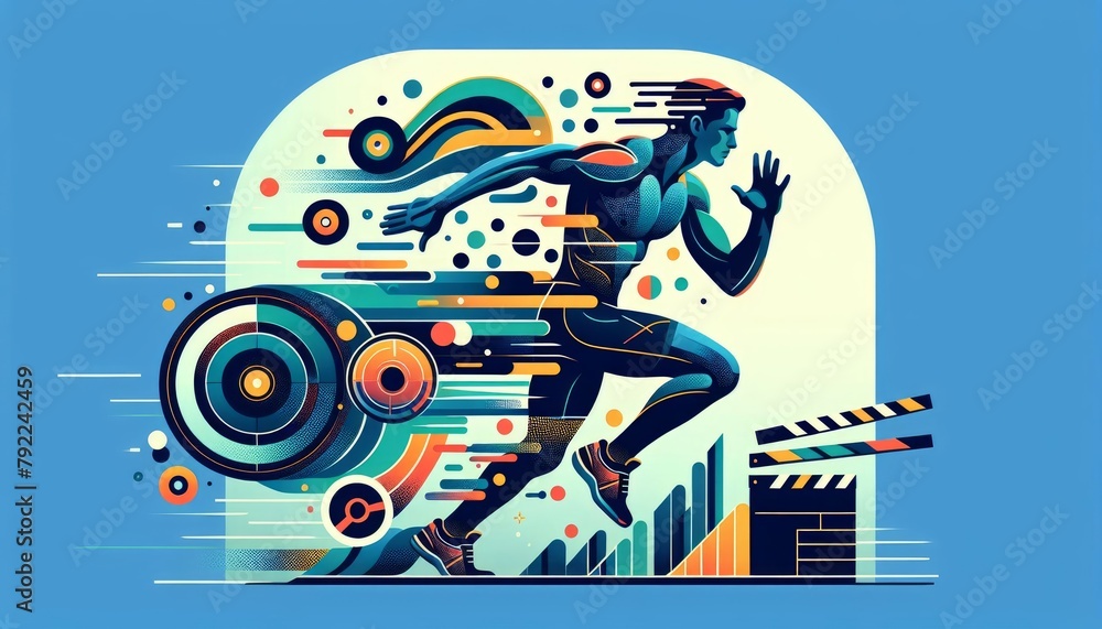Fototapeta premium Runner Illustration Showcasing Fitness and Energy In TV Commercials