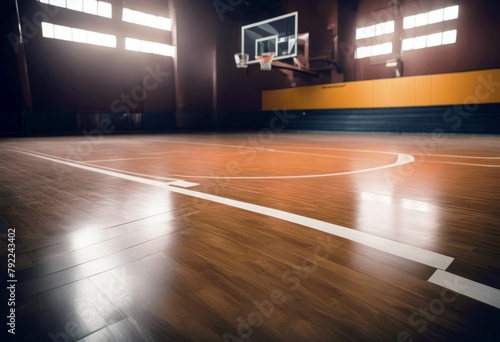 'court basketball floor wooden tribune background light blur blurred wood sport hoop basket indoor pattern stadium textured texture arena field nobody building' photo