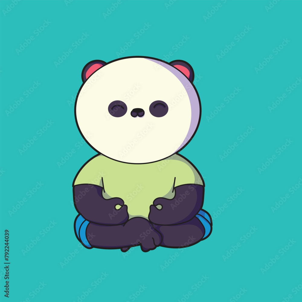 Fototapeta premium cartoon image of a panda practicing yoga movements