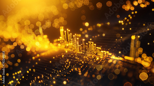 stock market or forex trading graph and candlestick chart:gold background