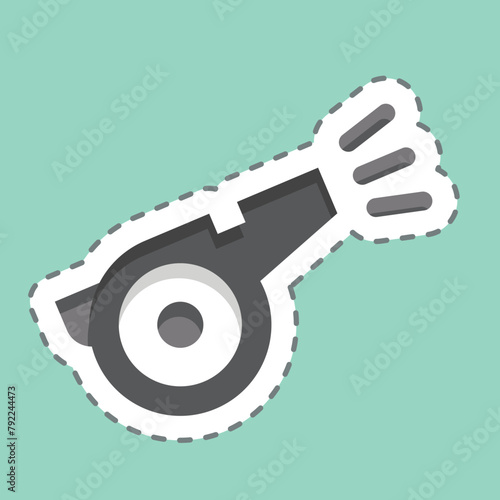 Sticker line cut Whistle. related to Tennis Sports symbol. simple design illustration