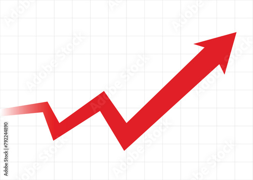 big red arrow graph going fast forward rising up make progress business profit financial grow faster