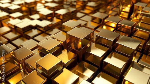 Golden Cube Abstract Background