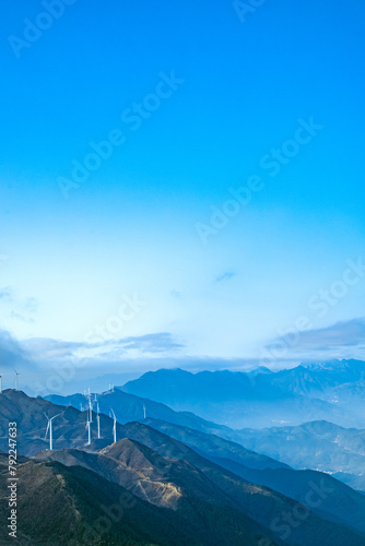 Zhufengding, Ganzhou City, Jiangxi Province - wind turbines on high mountains photo