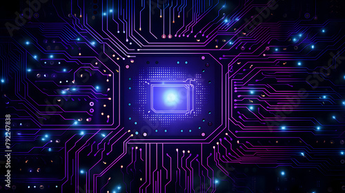 Digital technology neon abstract geometric circuit graphic poster web page PPT background