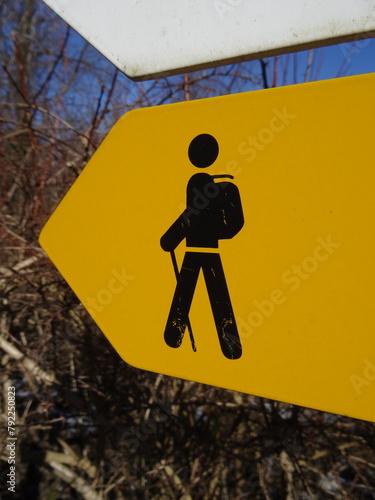 pedestrian backpacker sign photo