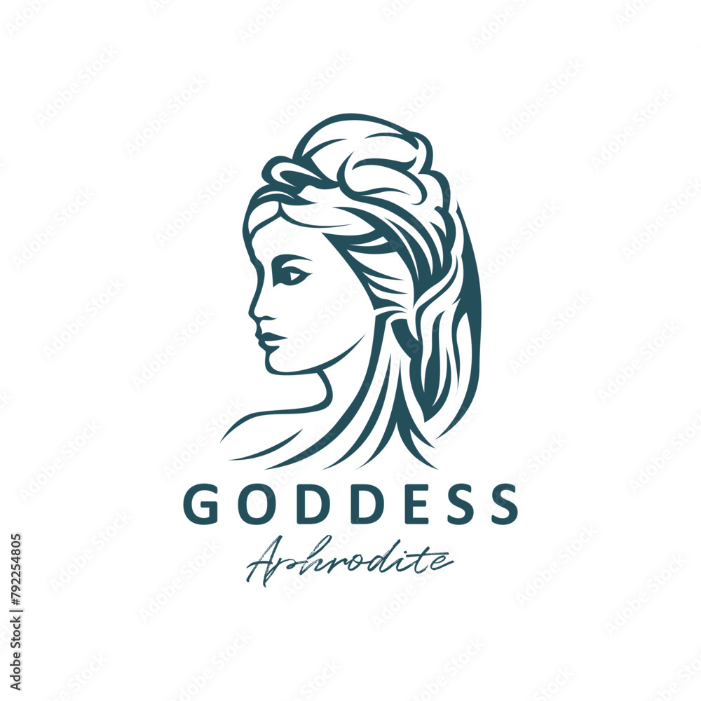 Ancient Greek Goddess of love and beauty Aphrodite logo icon vector illustration design