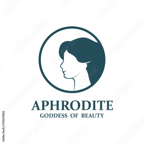 Ancient Greek Goddess of love and beauty Aphrodite logo icon vector illustration design