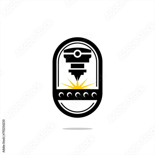  Laser Cutting Machine Logo Design Vector, CNC Laser Machine, icon, Laser Engraving Machine logo symbol 
