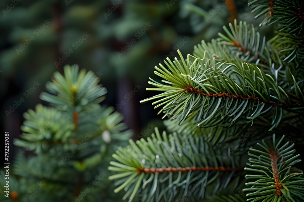 The winter background showcases the lush green pine trees in a closeup highlighting their evergreen beauty and the harmony they create with nature and the environment Generative AI The winter background showcases the lush green pine trees in a closeup highlighting their evergreen beauty and the harmony they create with nature and the environment Generative AI