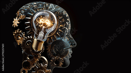 Light Bulb with Gears Concept Illustrating Innovation and Complex Thinking