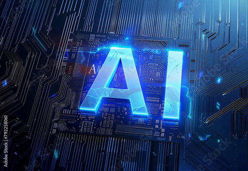 AI brain circuit board icon, Artificial intelligence technological chip