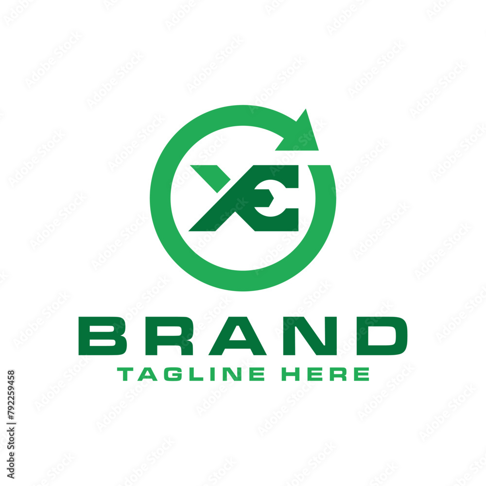 car parts illustration logo with the letter XE car parts illustration logo with the letter XE