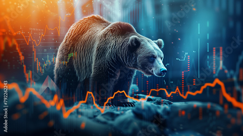 Stock market, bear market. Stocks trending down. photo