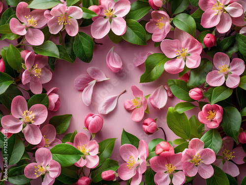 spring background with plant and flowers decoration