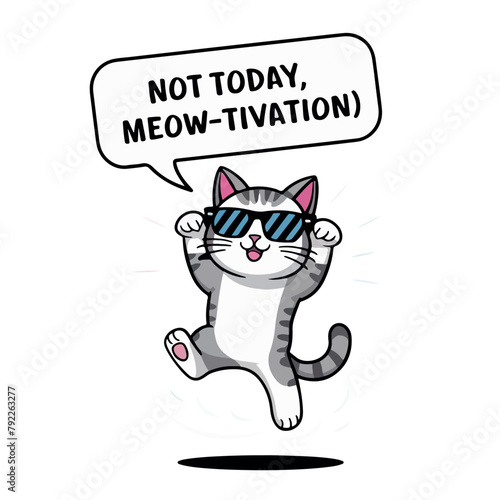 Funny Cat Quotes Illustrated in Cartoon Vector Style