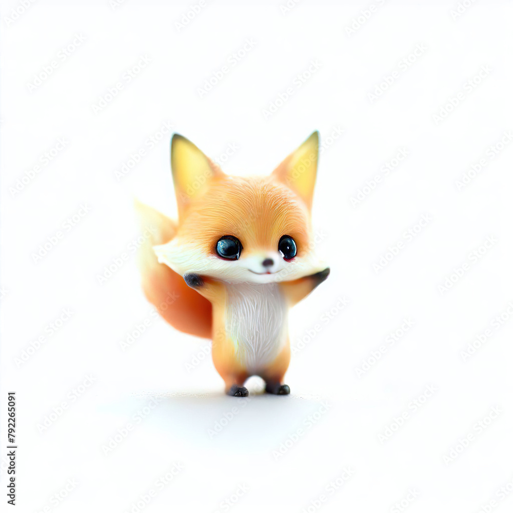 Fototapeta premium Little fox with beautiful color and white background.with Generative AI technology