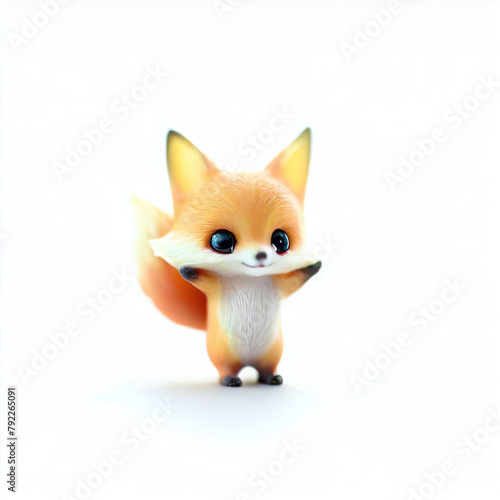 Little fox with beautiful color and white background.with Generative AI technology