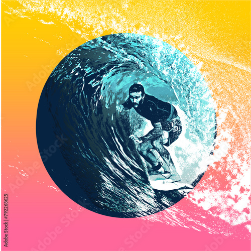 surf, ilustracion, olas, silueta, pegatina, surfista, vector	