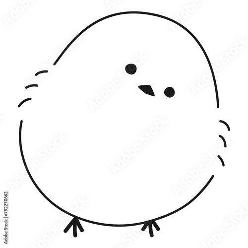 ゆるくて可愛いシマエナガのベクターイラスト　白黒