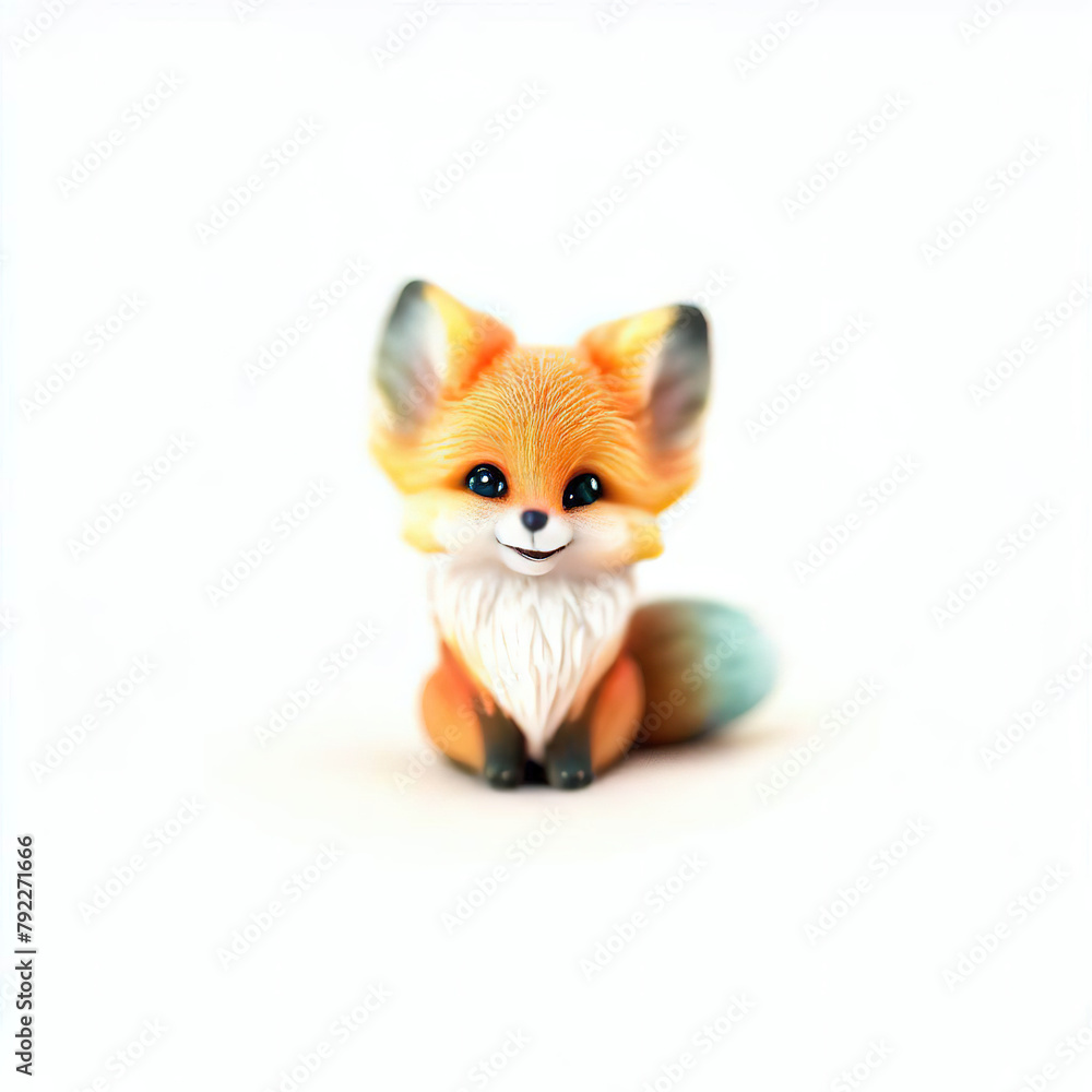 Obraz premium Little fox with beautiful color and white background.with Generative AI technology