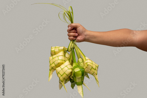 Photography Indonesia traditional dish, ketupat which is packed rice is very popular dish during Eid Mubarak celebration in Indonesia
