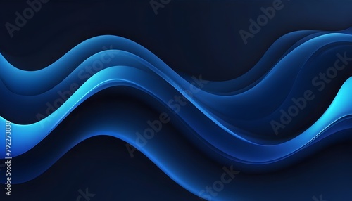 Abstract dark blue smooth liquid waves futuristic web banner design. Blurred fluid wavy background