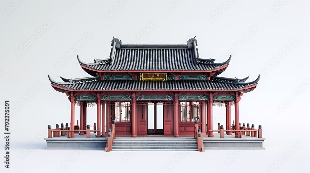 Obraz premium Chinese ancient architecture model poster background