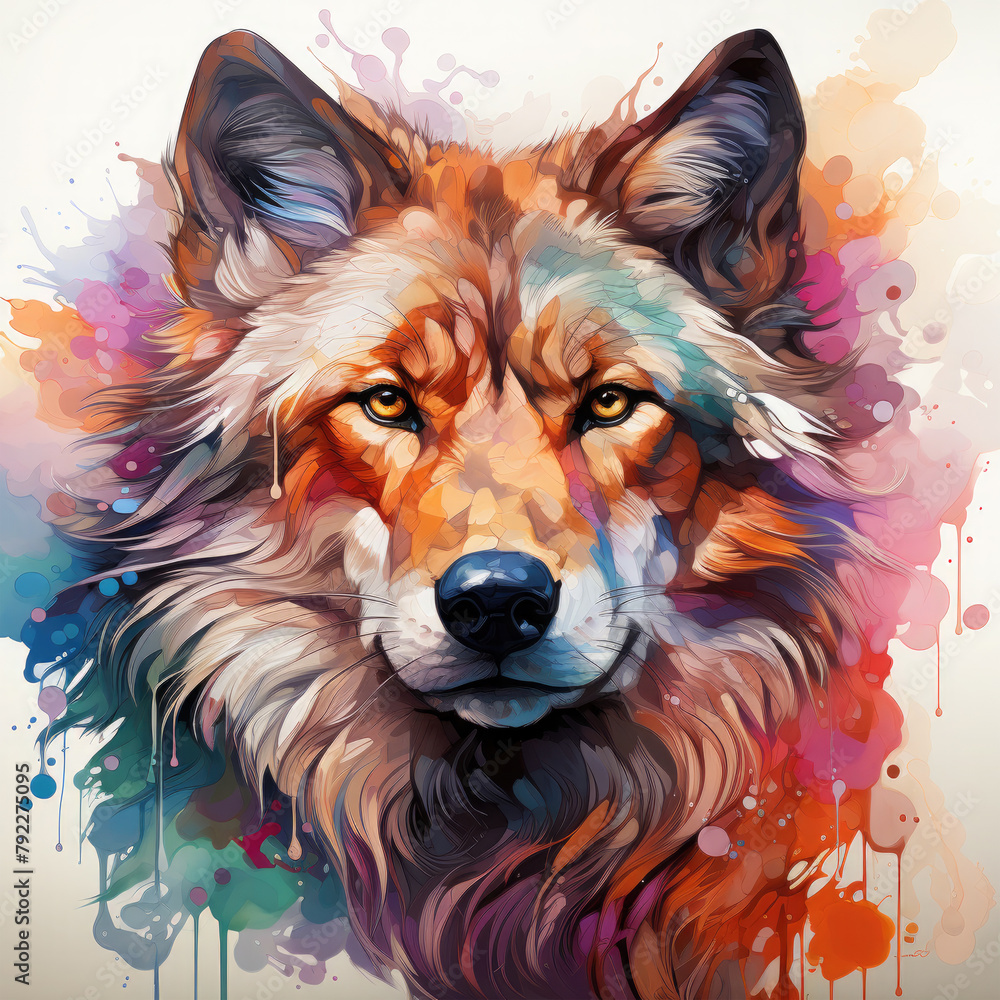 Watercolor Wolf Head, clipart Illustration, Generative Ai Watercolor Wolf Head, clipart Illustration, Generative Ai