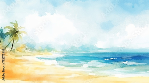 watercolor beach summer day