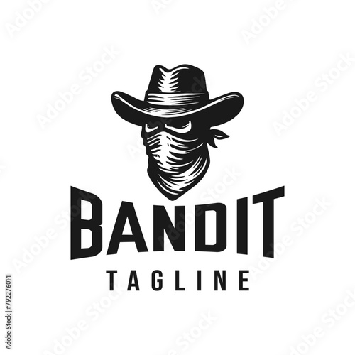 vintage logo bandit hand drawn vector illustration