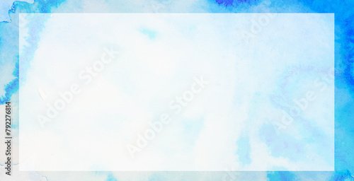 水彩で描いた青色の水テクスチャ背景素材
