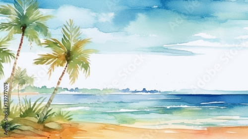 watercolor beach summer day