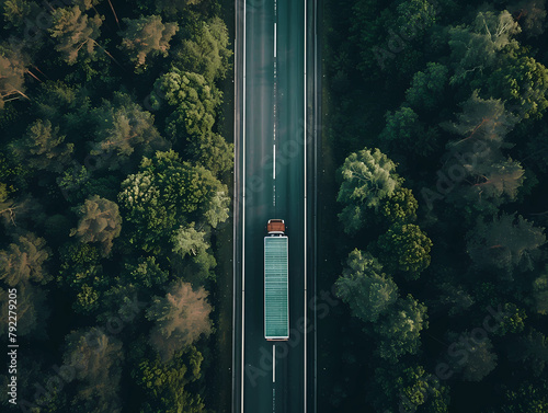 a truck on a highway in a forest © Food gallery