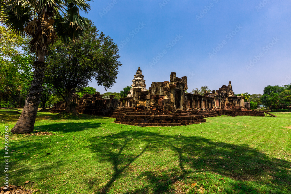 Background of old sculptures in Prasat Hin Phanom Wan, there are old Buddha statues installed within the park, allowing tourists to study the history of the Korat area, Thailand. Background of old sculptures in Prasat Hin Phanom Wan, there are old Buddha statues installed within the park, allowing tourists to study the history of the Korat area, Thailand.